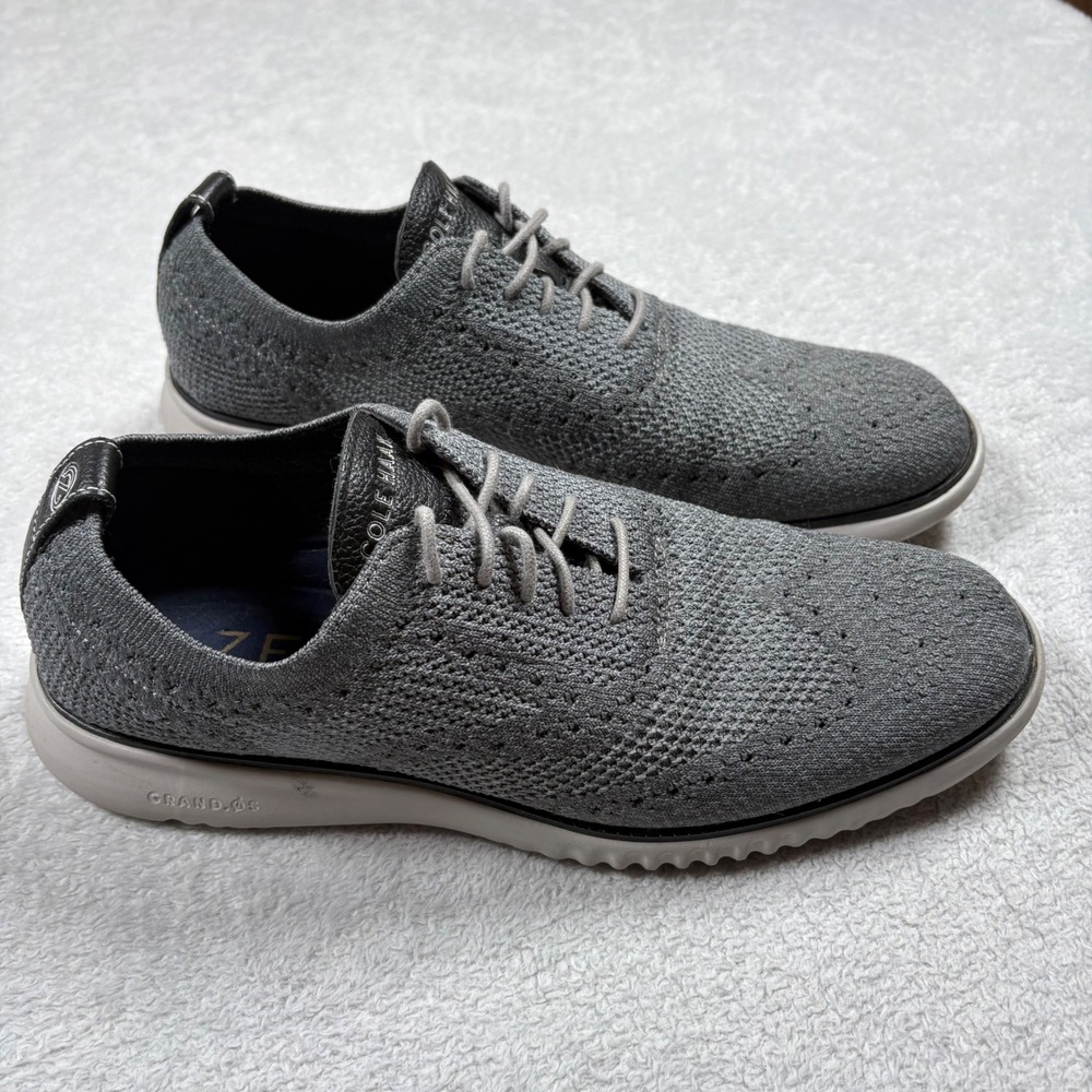 Cole Haan Zerogrand Stitchlite Gray Knit Oxford Wingtip Shoes C27565 Mens 10M